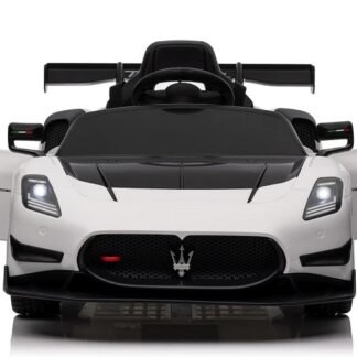 Maserati MC20 GT2, 12V, 4 MOTORES, RC, ruedas goma, asiento cuero, blanco INDA579-RA-QLS-8601